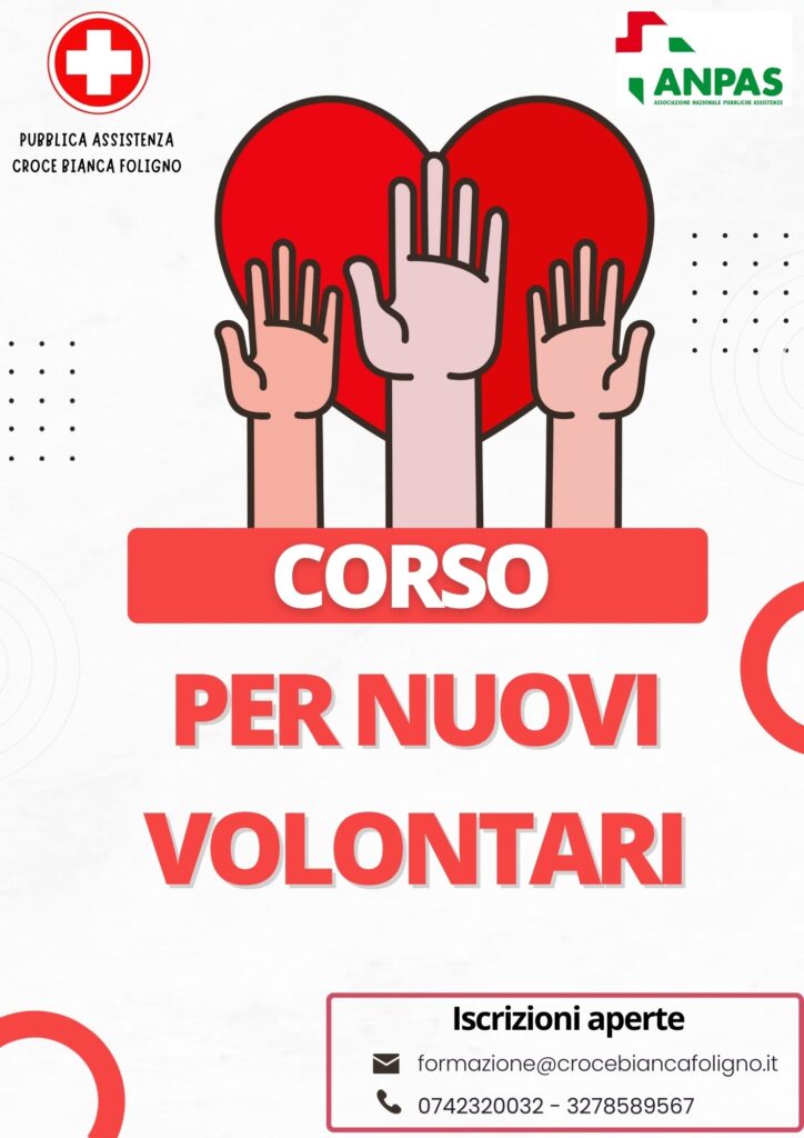 CORSO PER NUOVI VOLONTARI martedì 23 settembre 2025